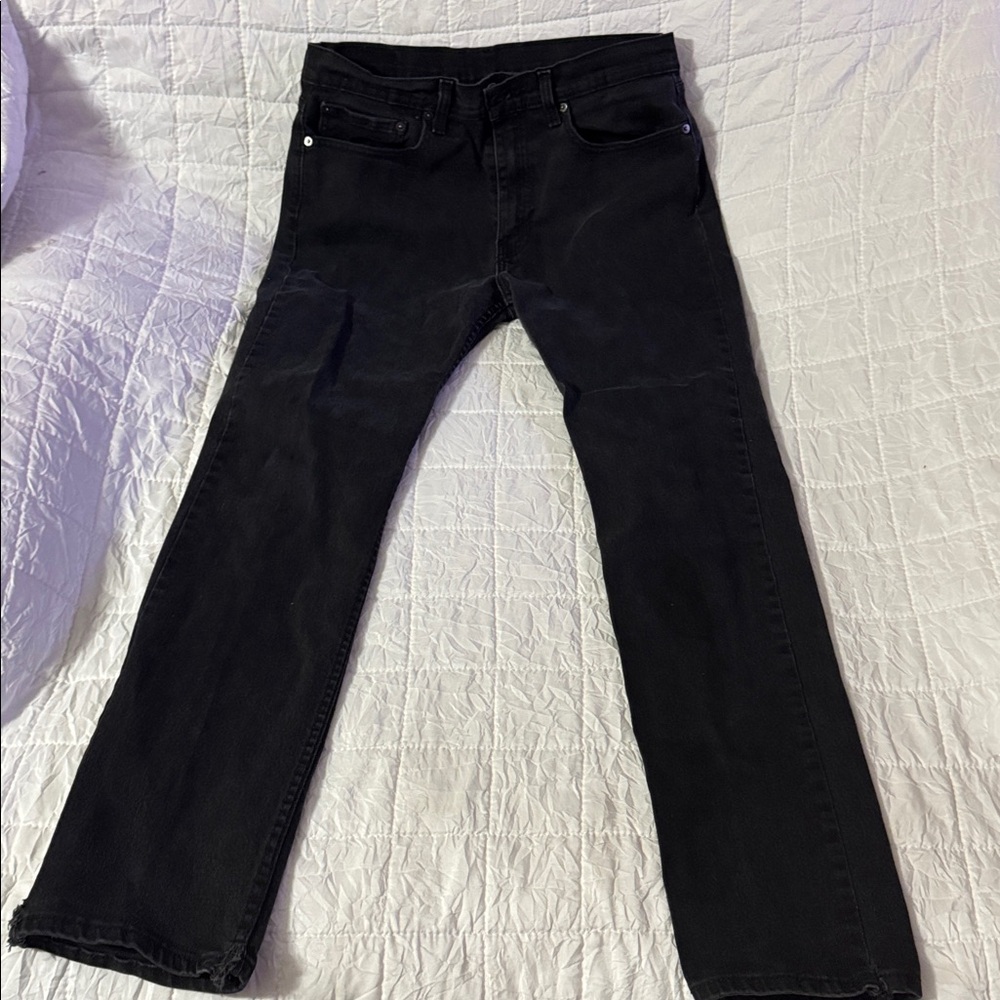 Levis 502 Men's Actual Size 34 x 34 Jeans Denim  Tapered Leg Black Black Lable